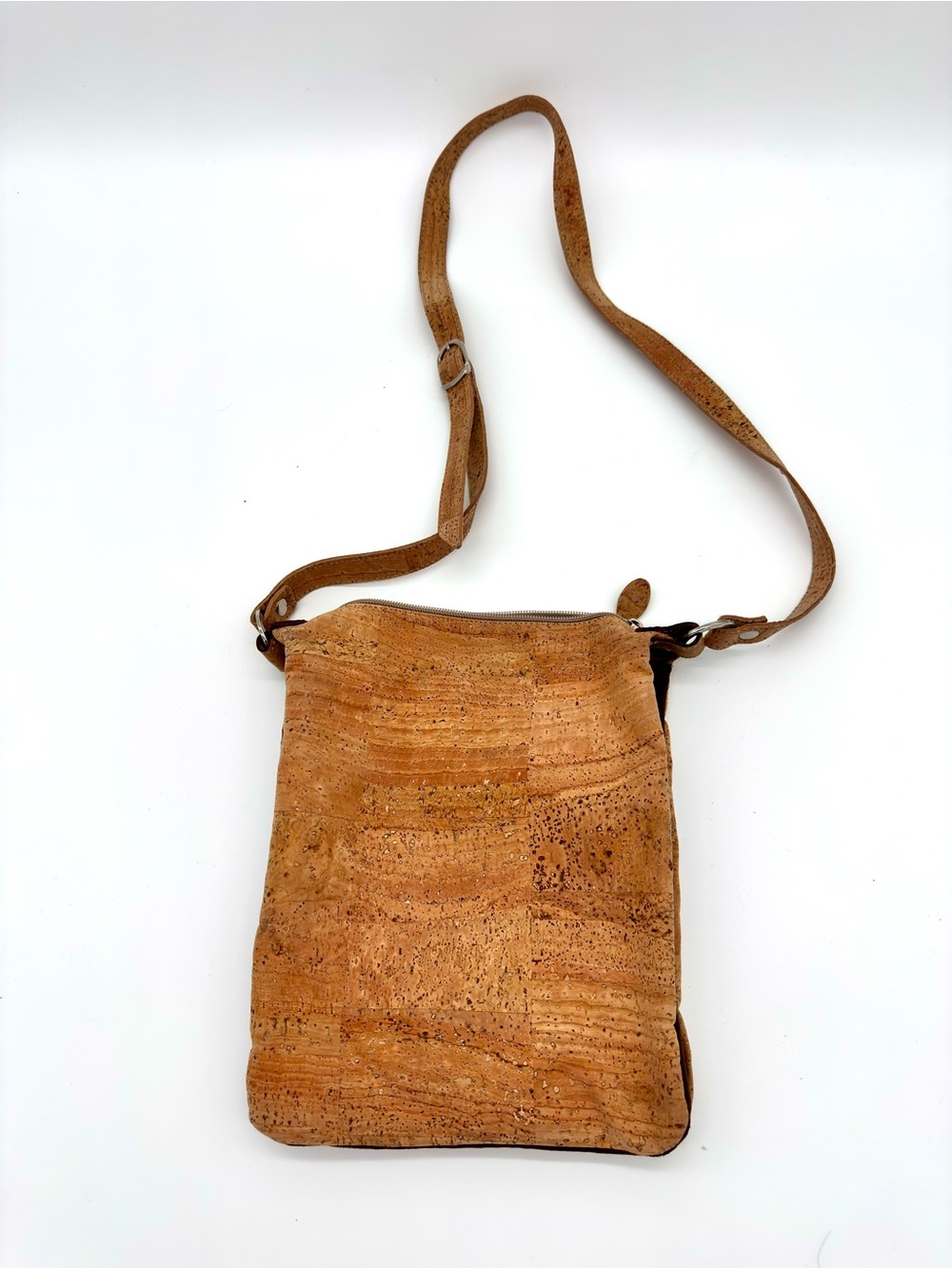 Natural Cork Crossbody Bag Brown Tan Adjustable Strap Lightweight Purse